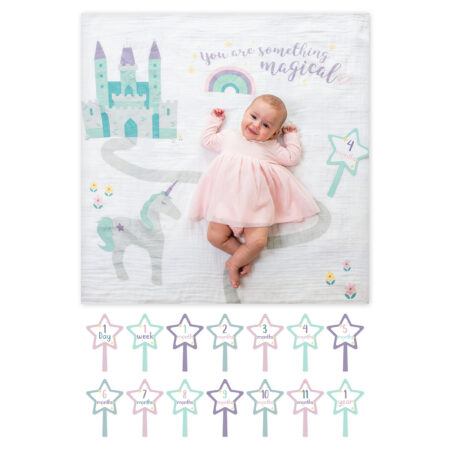 LJ590 Lulujo “Something Magical” Baby’s First Year Blanket & Cards Set
