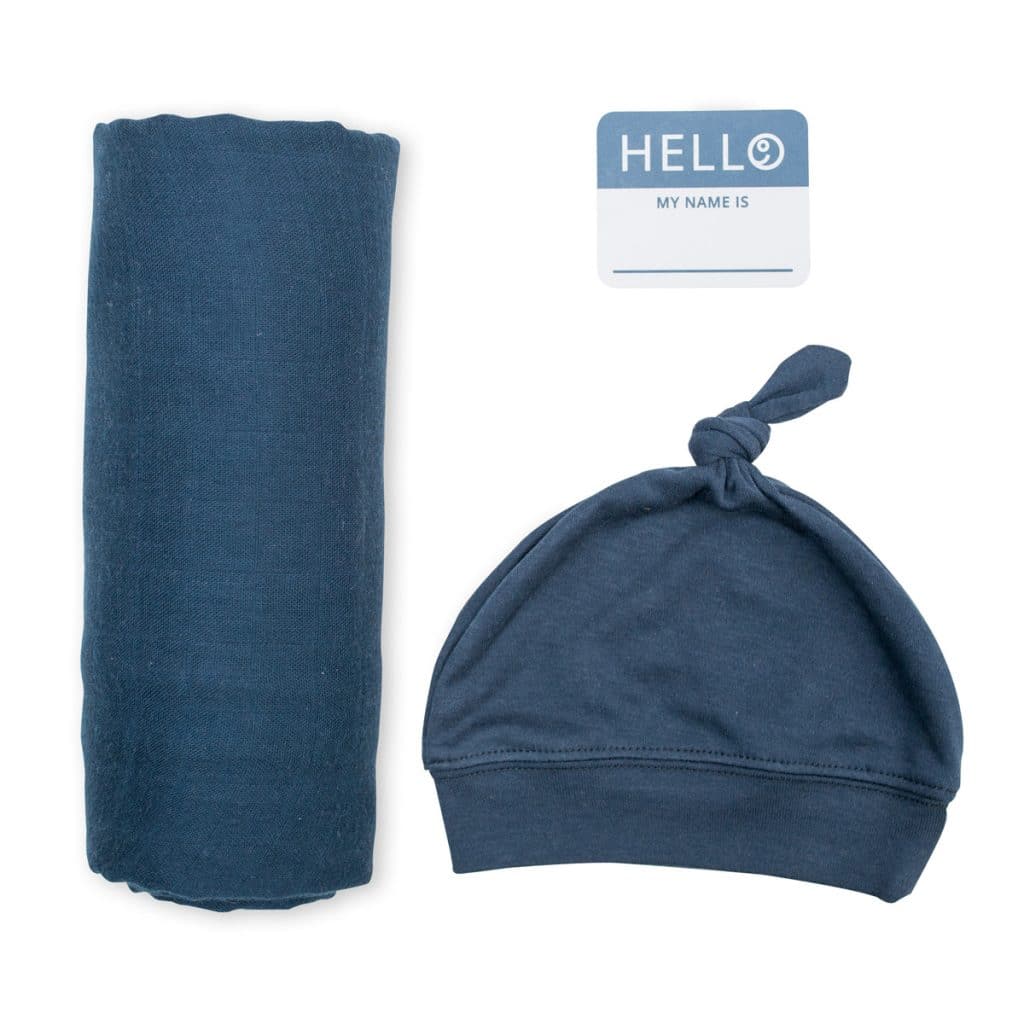 Lulujo Hello World Hat & Swaddle Set Navy Mary Meyer Stuffed Toys