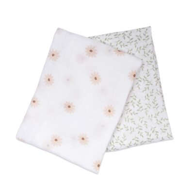 Lulujo Cotton Swaddles - Daisies & Greenery - 40x40"