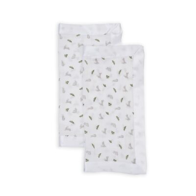 Lulujo Cotton Security Blankets - Bunnies - 16x16"