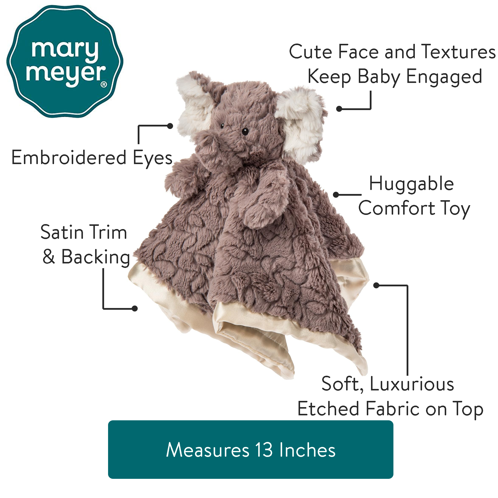 Putty Nursery Elephant Character Blanket - Mary Meyer Stuffed Toys