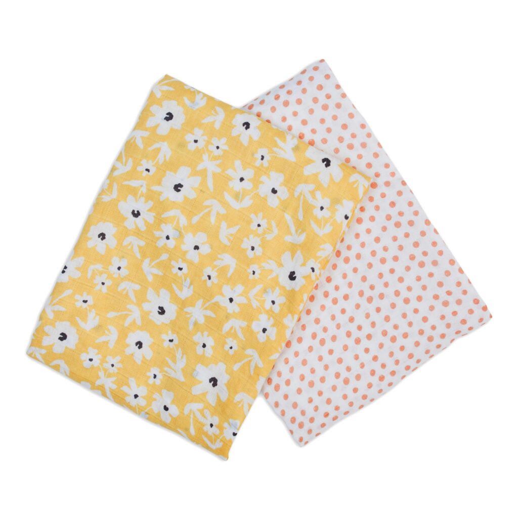 LJ155 Lulujo Cotton Swaddles - Wildflower & Dots
