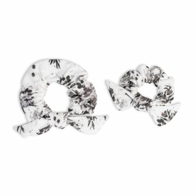 LJ261 Lulujo Mommy + Me Black Floral Hair Elastics