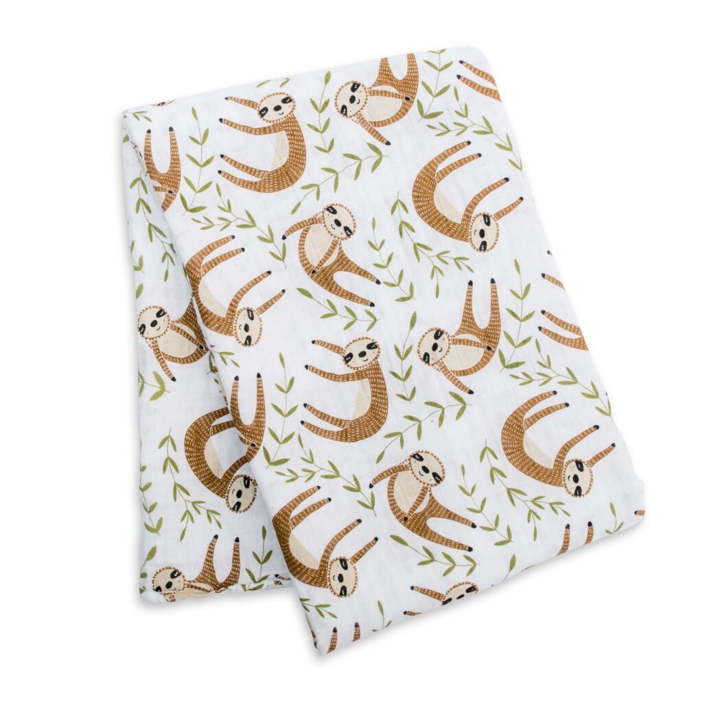 LJ463 Lulujo Modern Sloth Cotton Swaddle