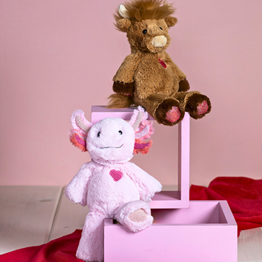 Marshmallow Junior Flirty Axolotl, Honey Highland Cow